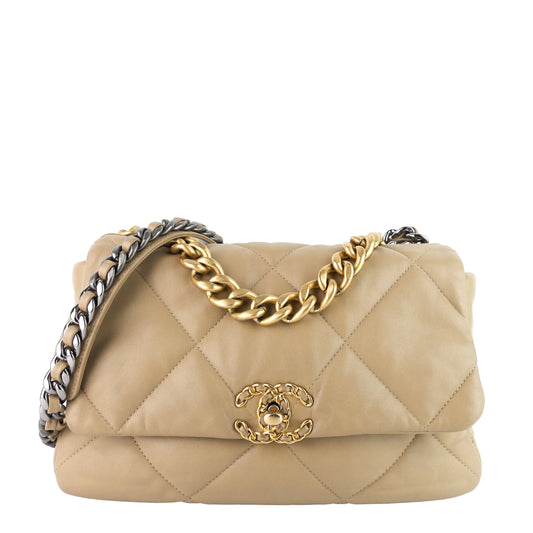 Chanel 19 Large Quilted Lambskin Leather Flap Bag