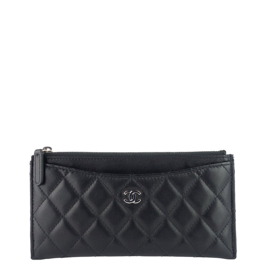 Chanel Classic Long Zip Lambskin Leather Wallet
