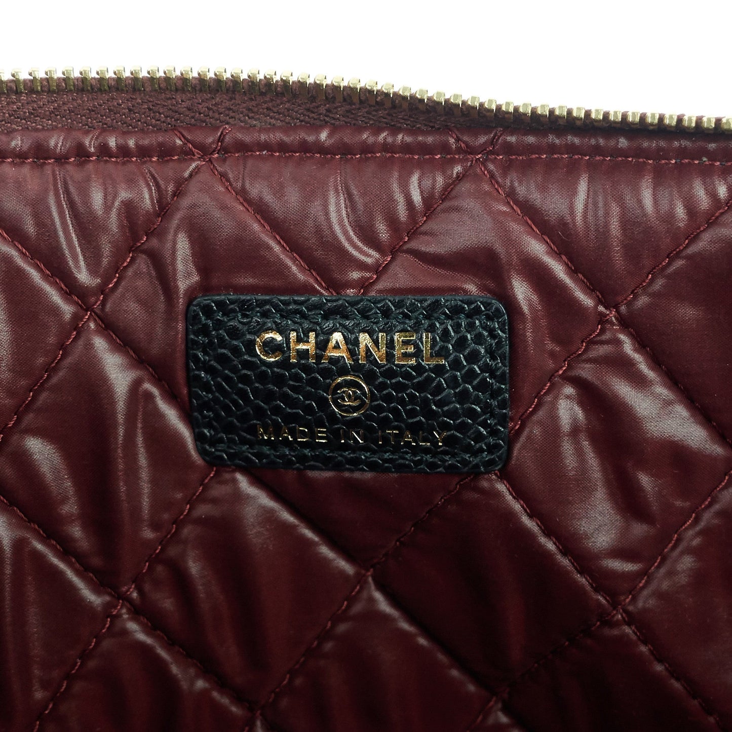 Chanel O Case Large Caviar Leather Clutch Bag