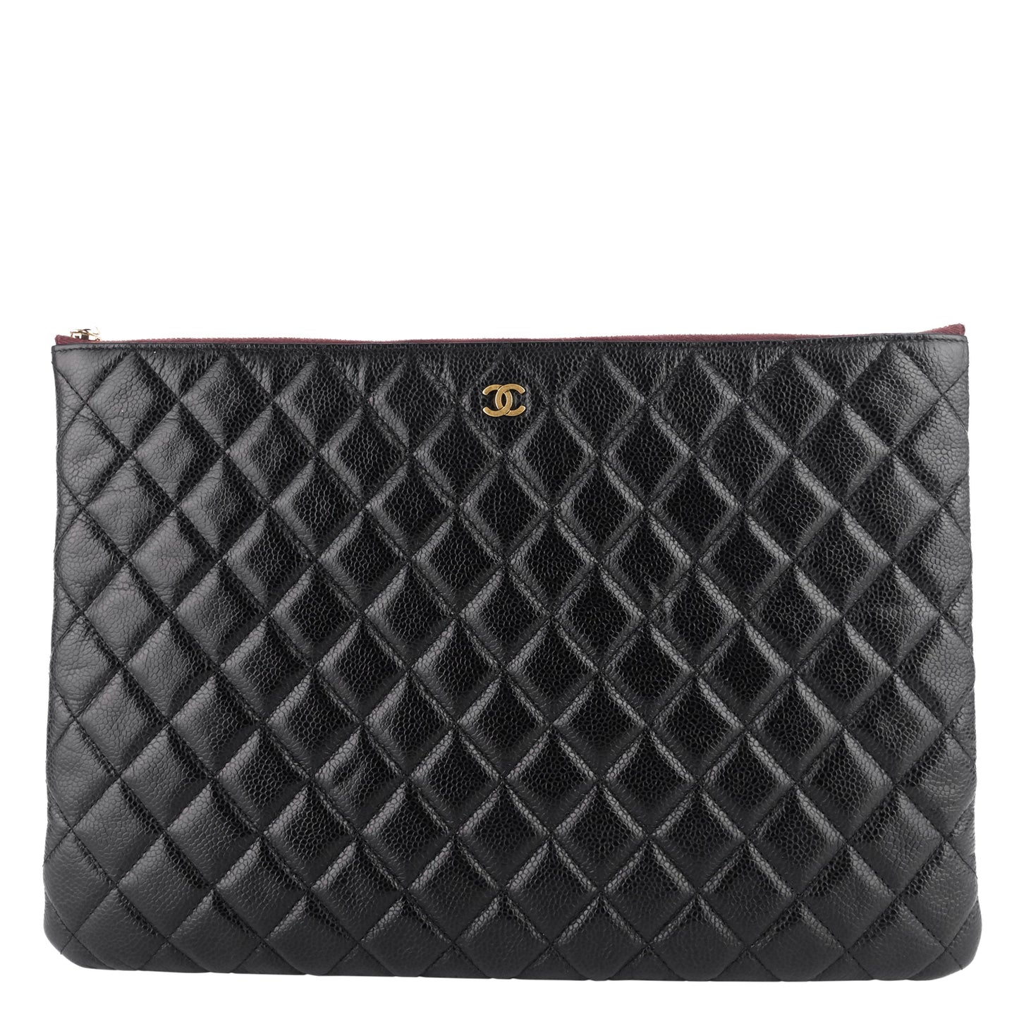 Chanel O Case Large Caviar Leather Clutch Bag