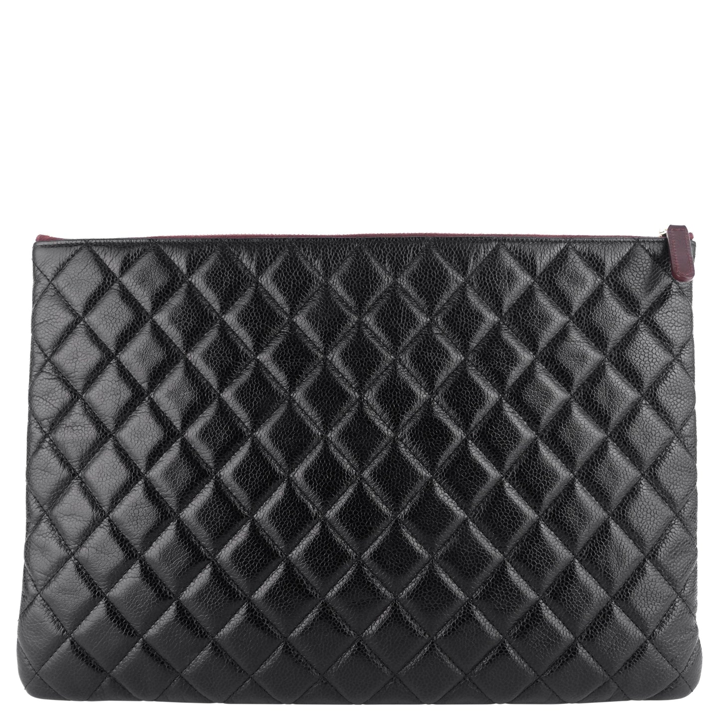 Chanel O Case Large Caviar Leather Clutch Bag