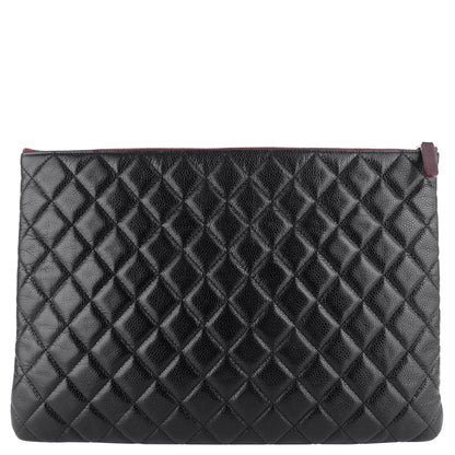 Chanel O Case Large Caviar Leather Clutch Bag