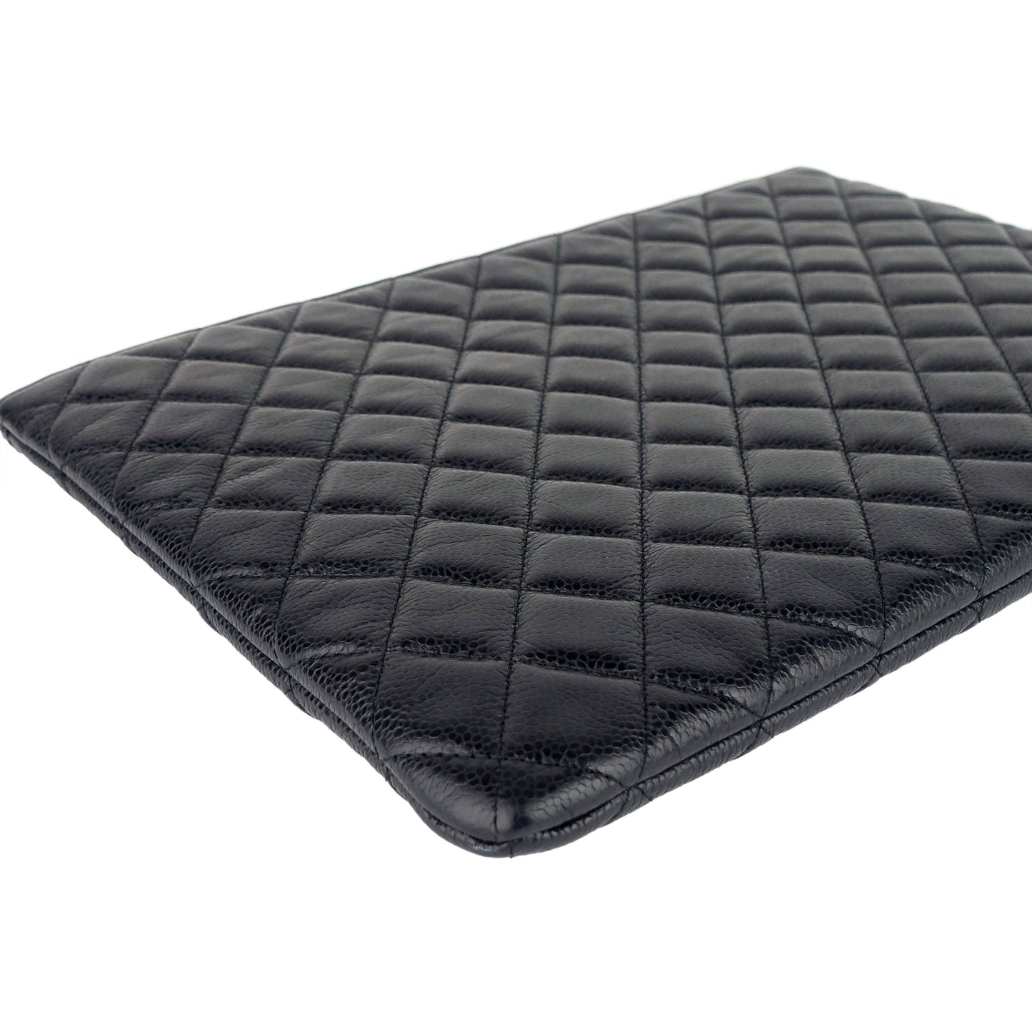 Chanel O Case Large Caviar Leather Clutch Bag