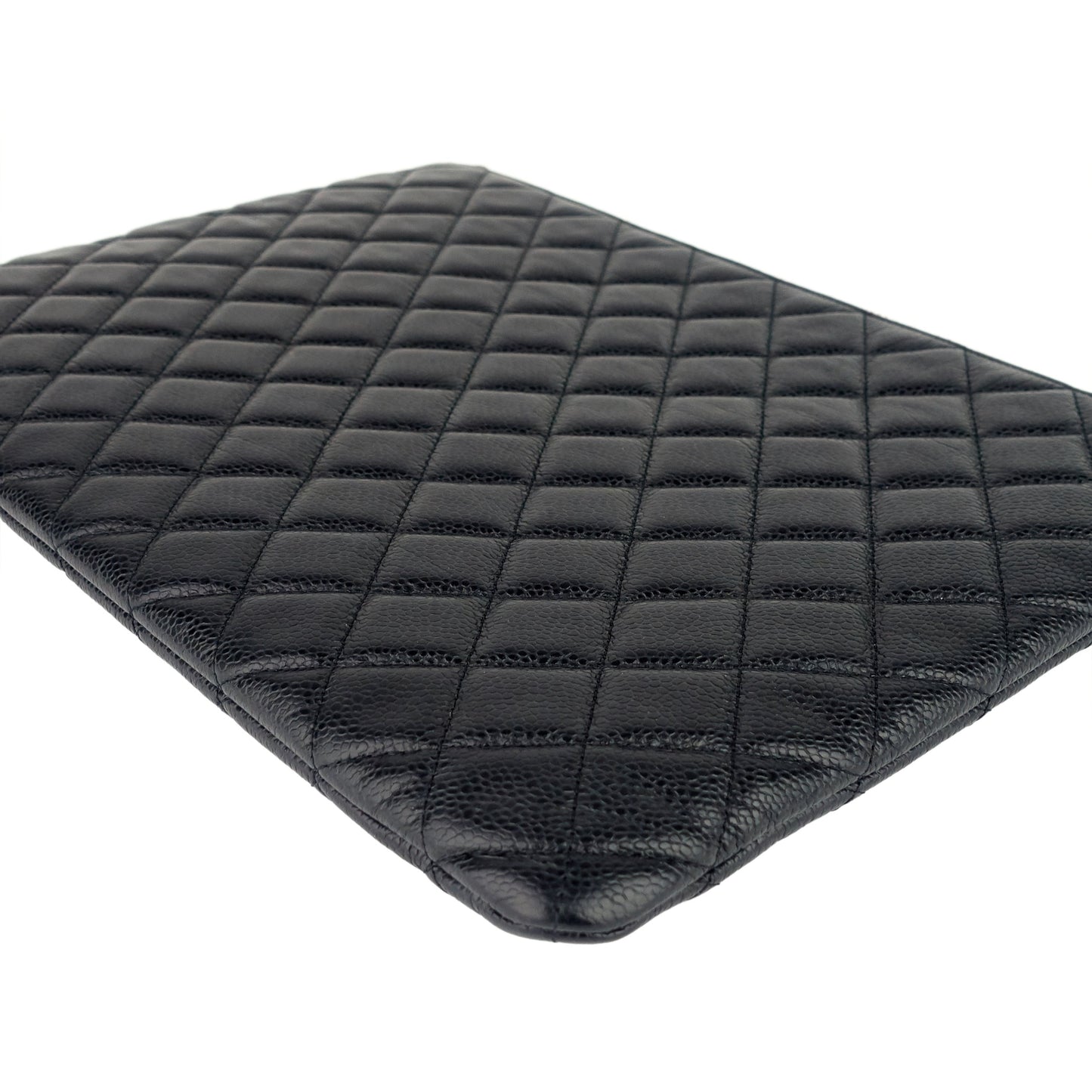 Chanel O Case Large Caviar Leather Clutch Bag