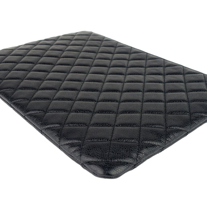Chanel O Case Large Caviar Leather Clutch Bag