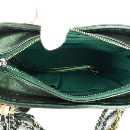 Chanel Gabrielle Small Chevron Metallic Leather Hobo Bag