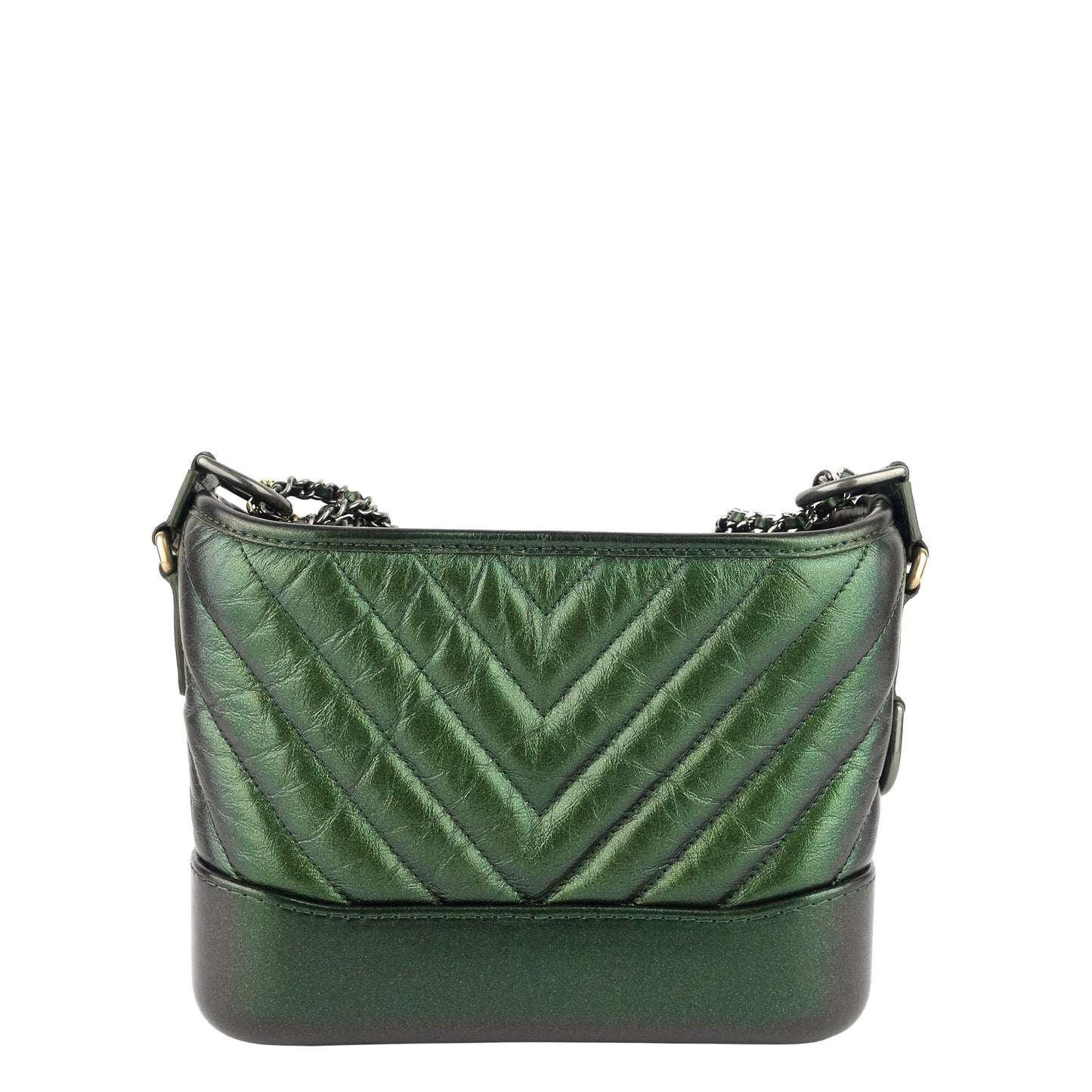 Chanel Gabrielle Small Chevron Metallic Leather Hobo Bag