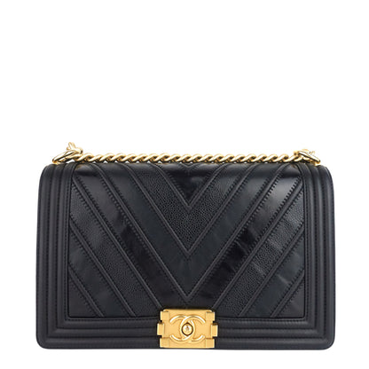 Chanel Boy Chevron Mixed Leather New Medium Bag