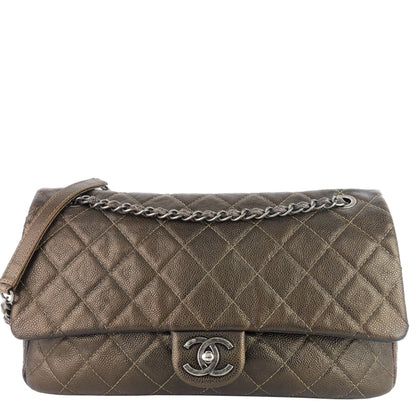 Chanel Easy Flap Jumbo Caviar Leather Shoulder Bag