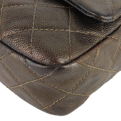 Chanel Easy Flap Jumbo Caviar Leather Shoulder Bag
