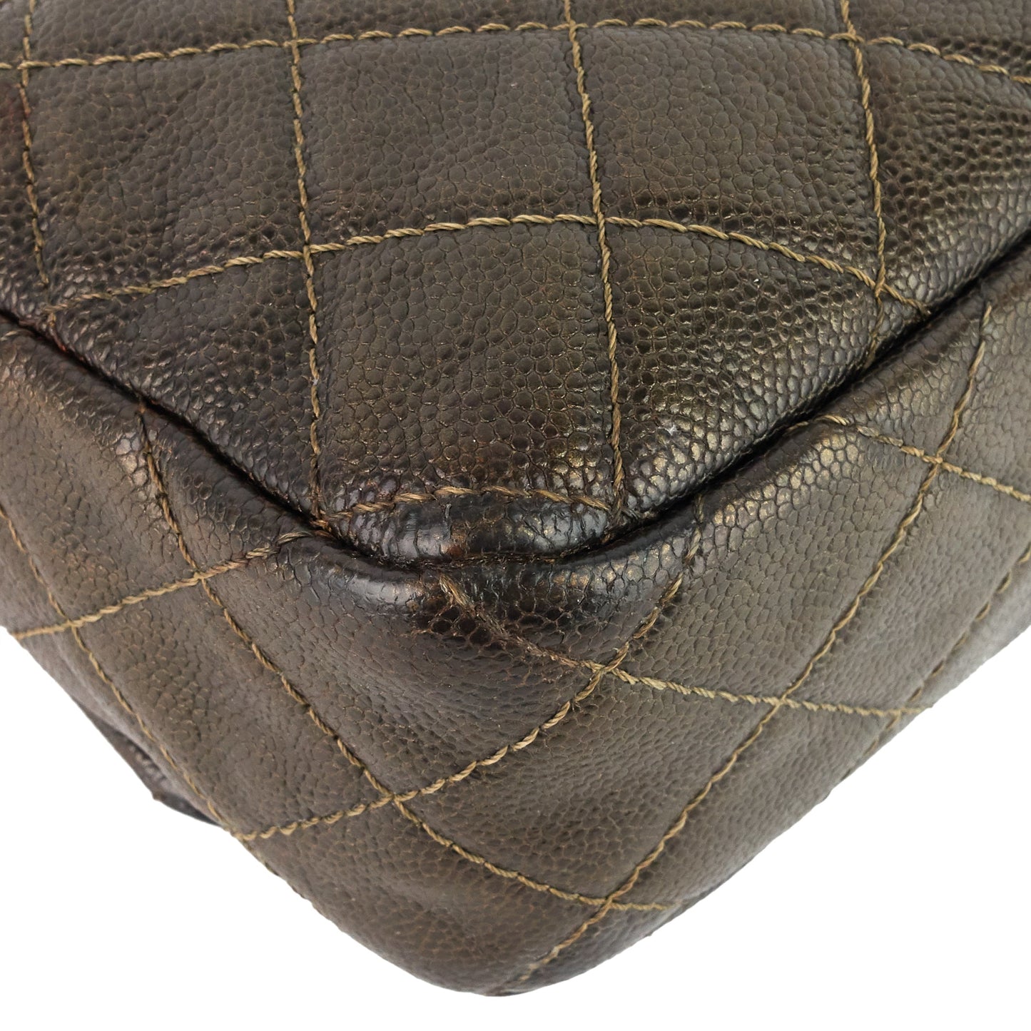 Chanel Easy Flap Jumbo Caviar Leather Shoulder Bag