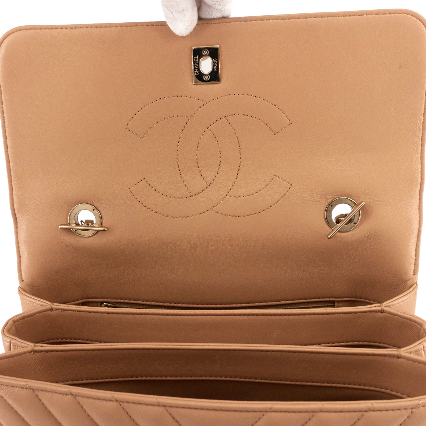 Chanel Trendy CC Chevron Medium Top Handle Leather Bag