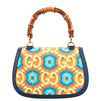 Gucci 1947 Bamboo Handle Kaleidoscope Canvas and Leather Bag