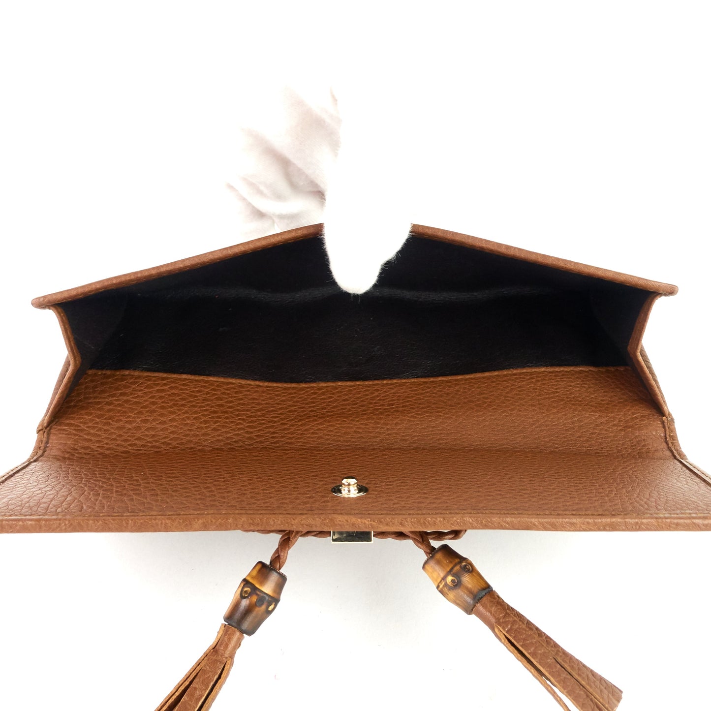 Gucci Pebbled Leather Bamboo Tassel Bella Continental Wallet