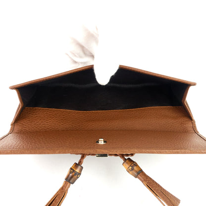Gucci Pebbled Leather Bamboo Tassel Bella Continental Wallet