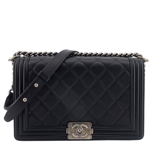 Chanel Boy New Medium Lambskin Leather Bag