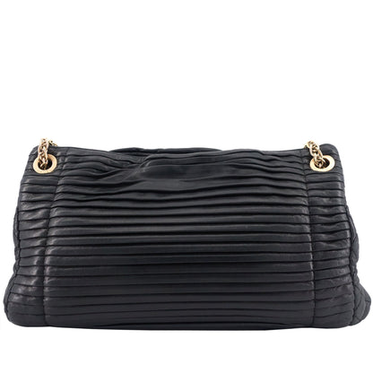 Chanel CC Accordion Pleated Lambskin Leather Chain Bag