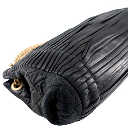 Chanel CC Accordion Pleated Lambskin Leather Chain Bag