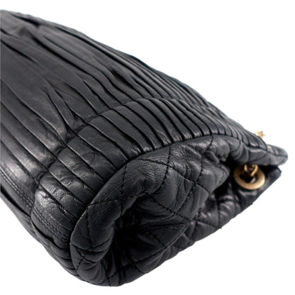 Chanel CC Accordion Pleated Lambskin Leather Chain Bag