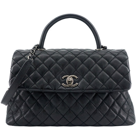 Chanel Coco Top Handle Medium Caviar Leather Bag