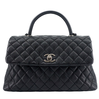 Chanel Coco Top Handle Medium Caviar Leather Bag