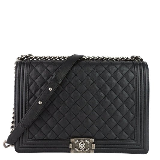 Chanel Boy Flap Large Quilted Calfskin Leather Bag
