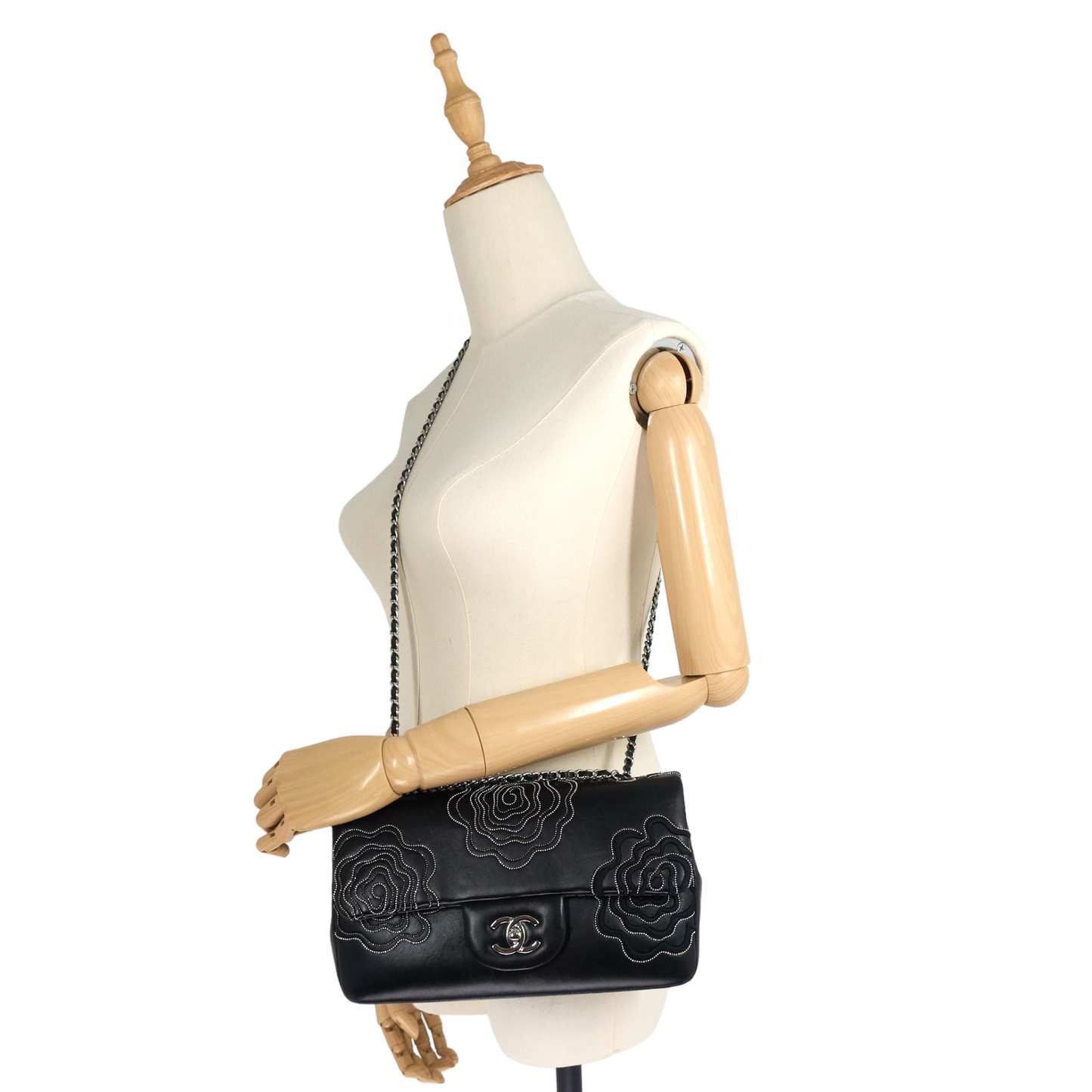 Chanel Embroidered Camellia Follies Medium Lambskin Leather Flap Bag