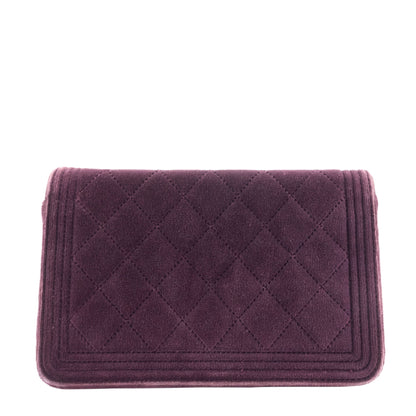 Chanel Boy Quilted Velvet Wallet on Chain Bag