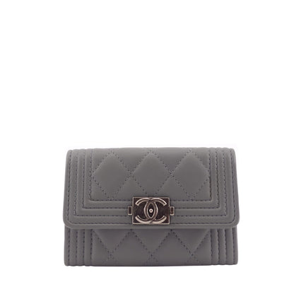 Chanel Boy Lambskin Leather Card Holder