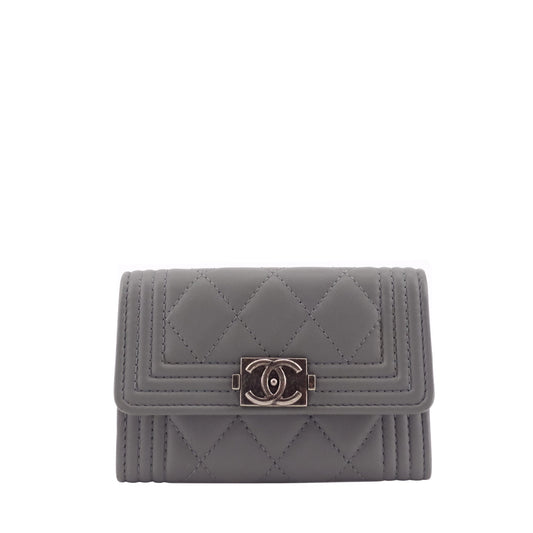 Chanel Boy Lambskin Leather Card Holder