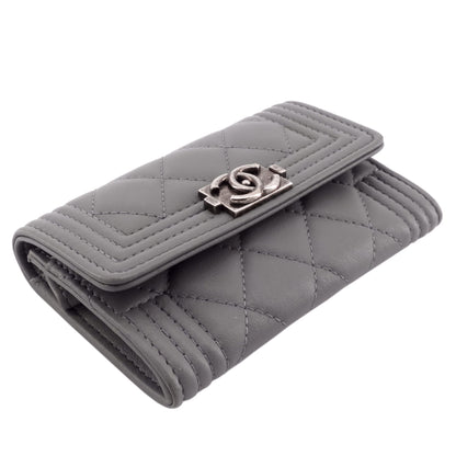 Chanel Boy Lambskin Leather Card Holder