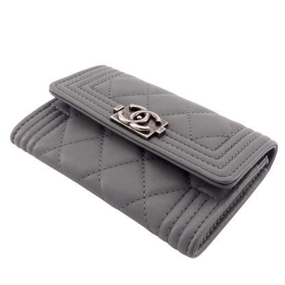 Chanel Boy Lambskin Leather Card Holder