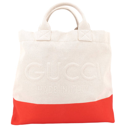 Gucci Embossed Detail Canvas Tote Bag