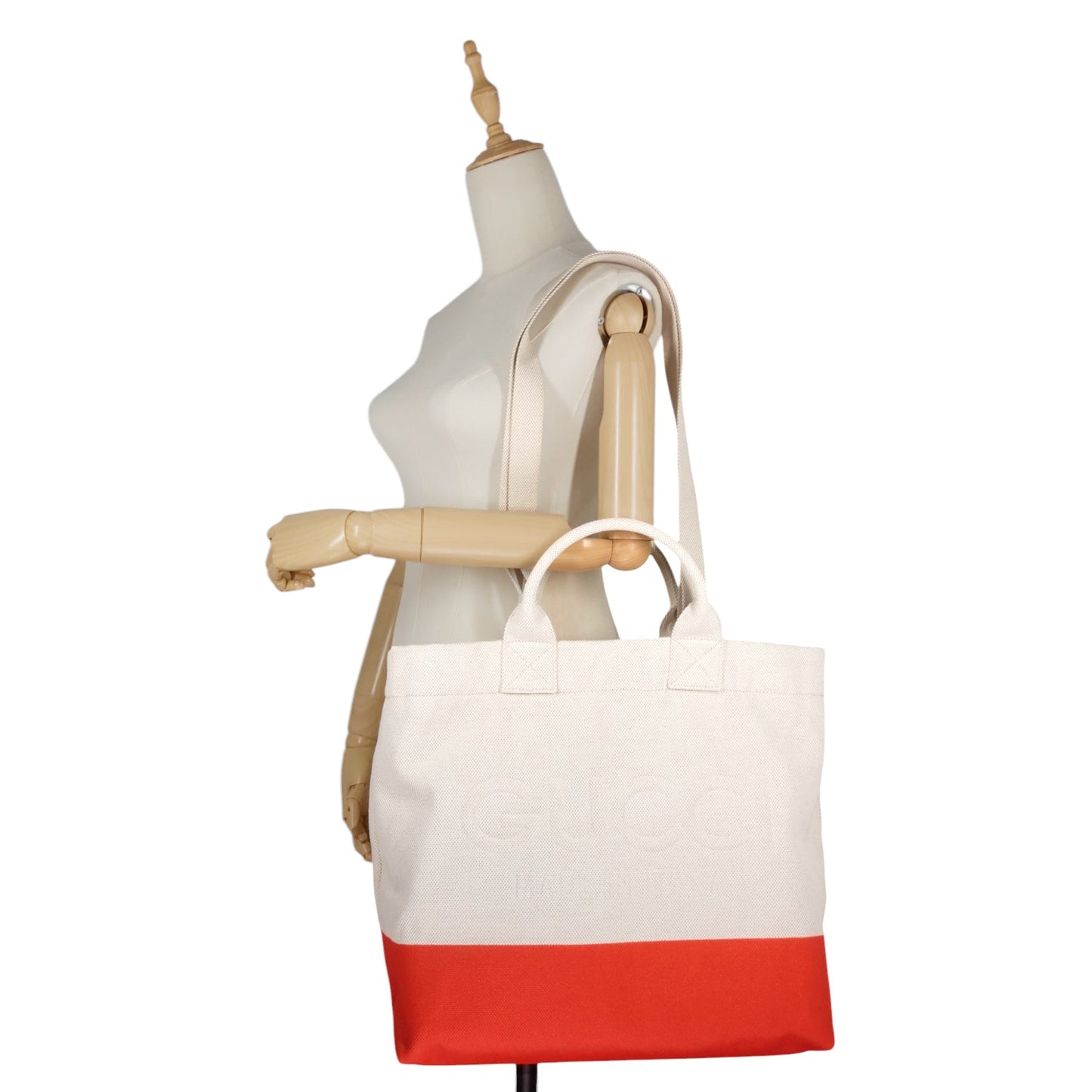 Gucci Embossed Detail Canvas Tote Bag