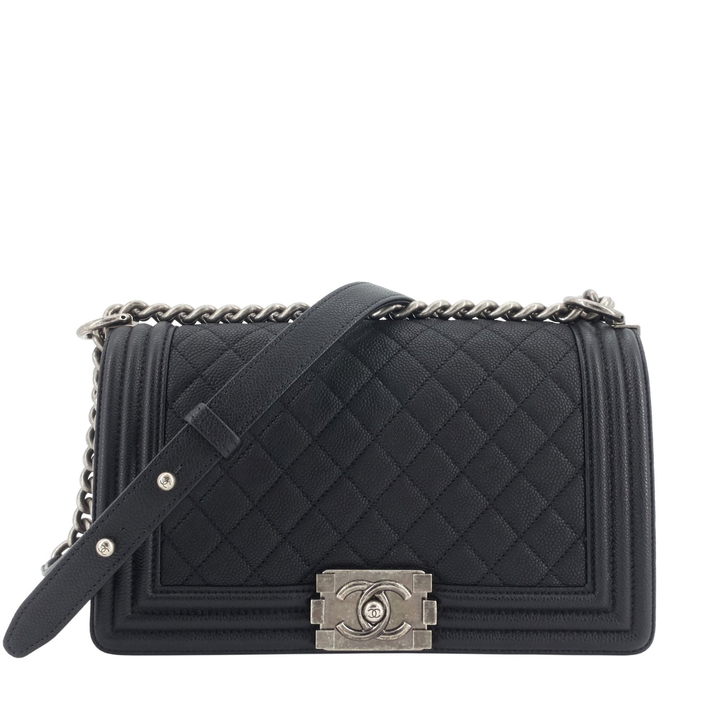 Chanel Boy Old Medium Caviar Leather Bag