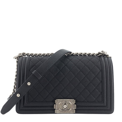 Chanel Boy Old Medium Caviar Leather Bag