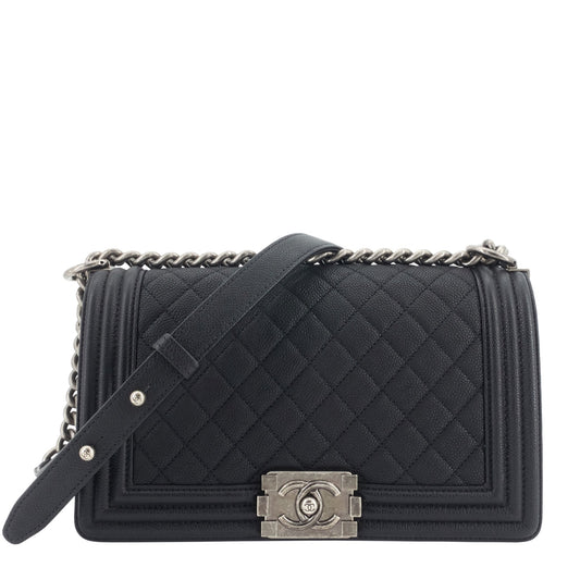 Chanel Boy Old Medium Caviar Leather Bag