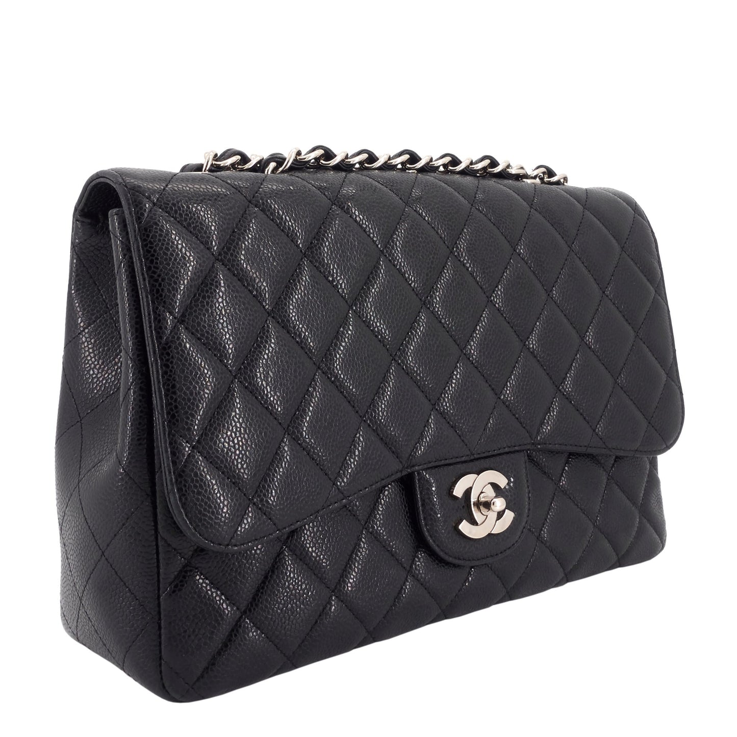 Chanel Jumbo Quilted Caviar Classic Flap Bag