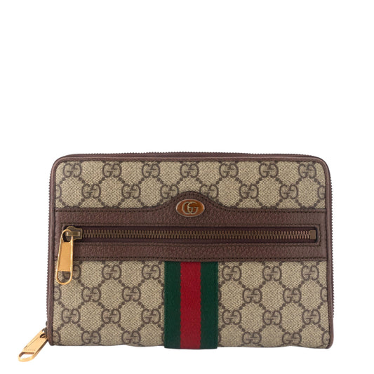 Gucci Ophidia Web GG Coated Canvas Double Zip Crossbody