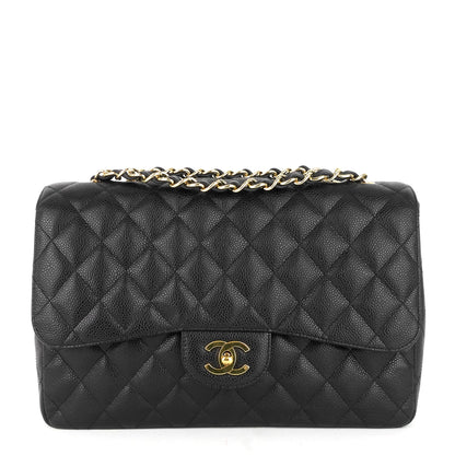 Chanel Classic Single Flap Jumbo Caviar Leather Bag
