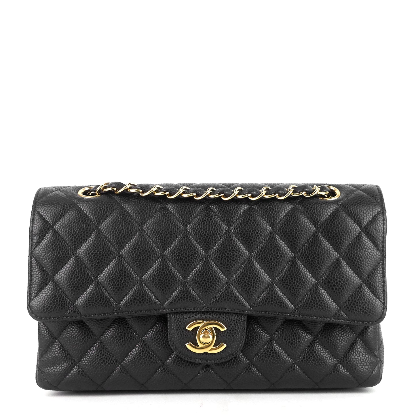 Chanel Double Flap Quilted Caviar Leather Bag