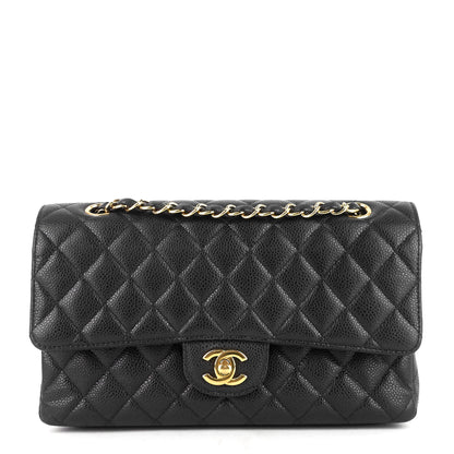 Chanel Double Flap Quilted Caviar Leather Bag
