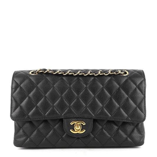 Chanel Double Flap Quilted Caviar Leather Bag