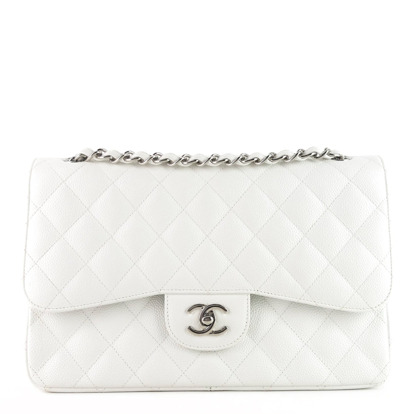 Chanel Double Flap Quilted Caviar Leather Bag