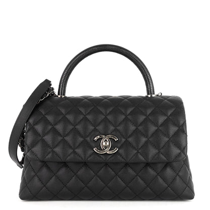 Chanel CC Coco Small Caviar and Lizard-Embossed Calfskin Top Handle Bag