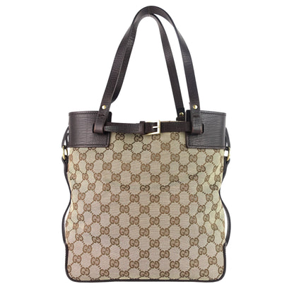 Gucci Ornamental Buckle Monogram Canvas Tote Bag
