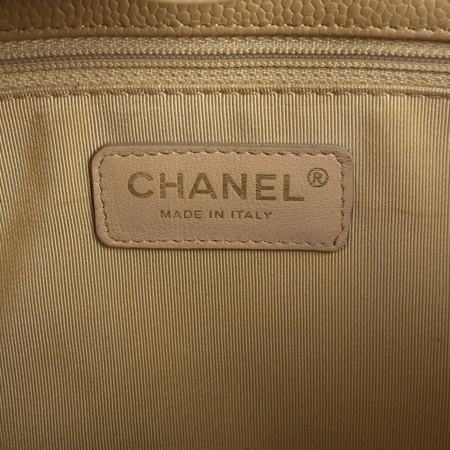 Chanel Petite Shopping Tote Quilted Caviar Leather Bag