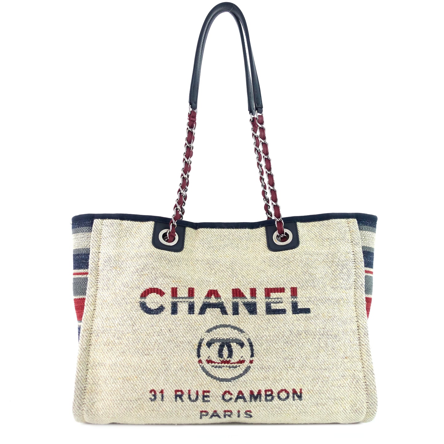 Chanel Deauville Small Canvas Shopping Tote Bag