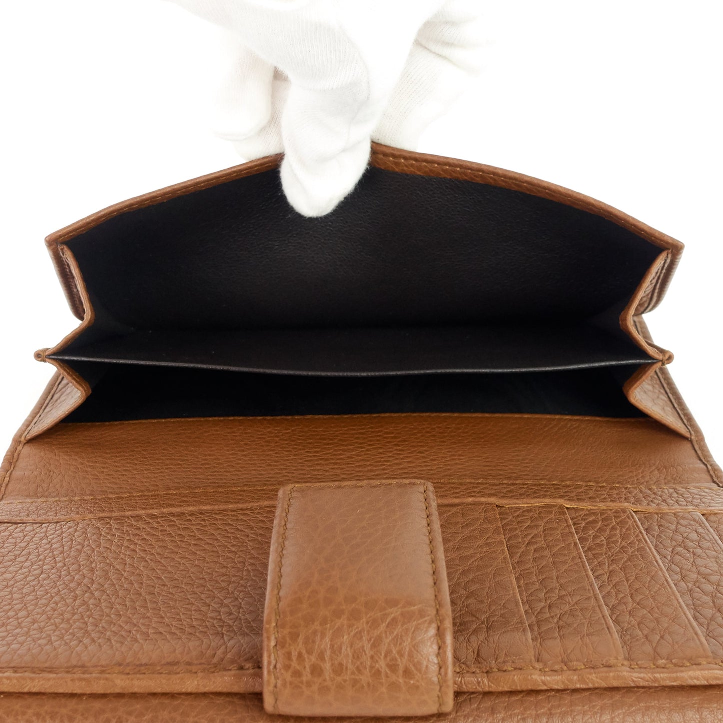 Gucci Pebbled Leather Bamboo Tassel Bella Continental Wallet