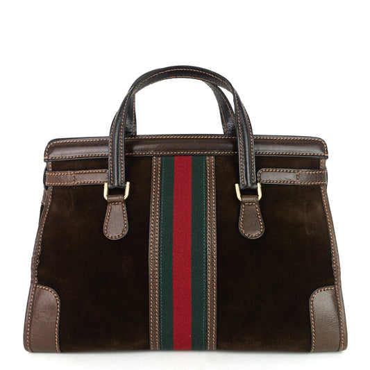 Gucci Suede Web Stripe Tote Bag